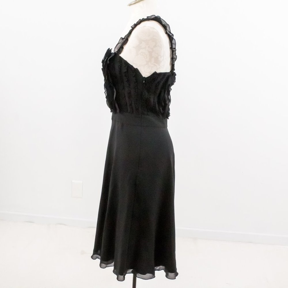 Moschino 8 Silk Ruffle Midi Babydoll Dress LBD - Picture 5 of 14